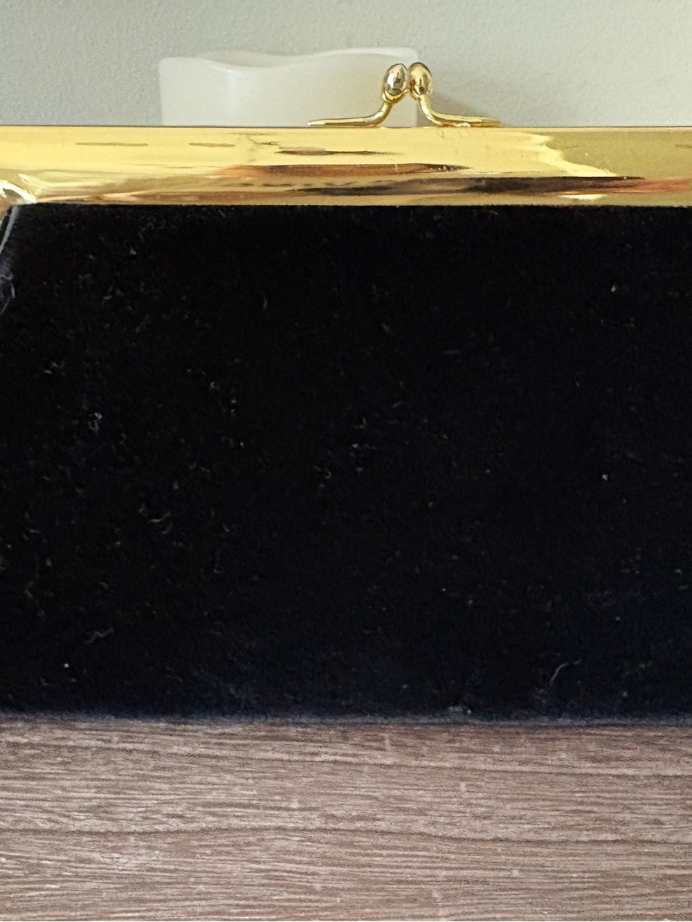 Vintage Black Velvet Clasp Frame Evening Bag with Gold Hardware